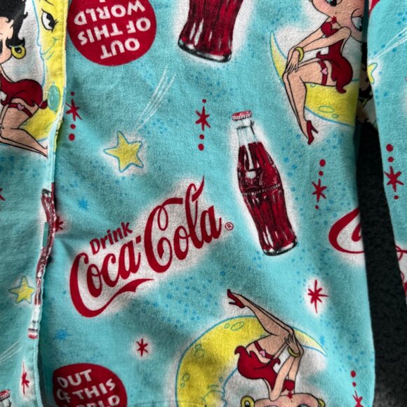 Betty Boop Coca-Cola Pajama Set 2-Piece Button-Up Lounge Wear Size Large - Picture 3 of 10